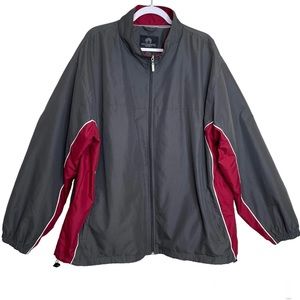Weatherproof Windbreaker Zip Up Jacket Grey Maroon Lightweight Pockets Size XXL